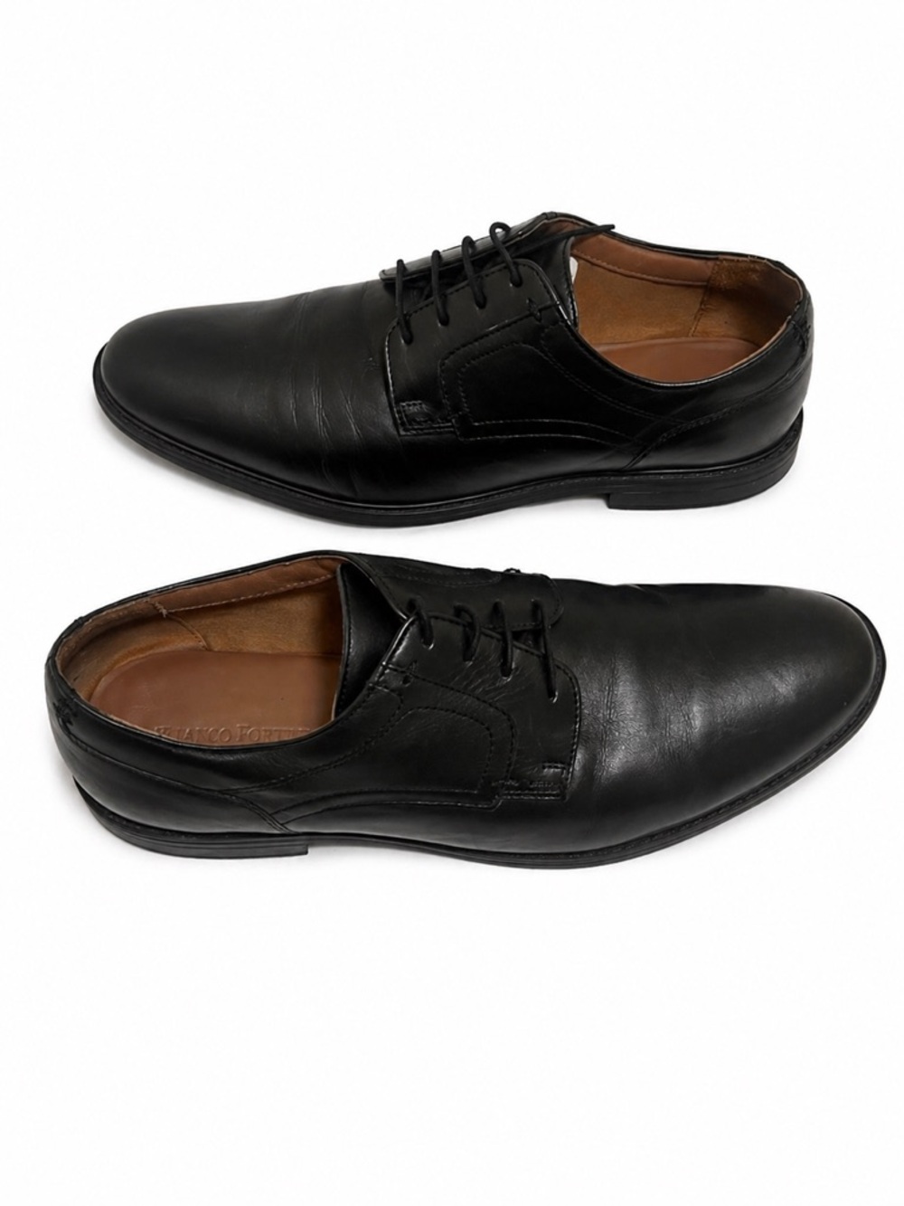 Franco Fortini Black Leather Derby Dress Shoes